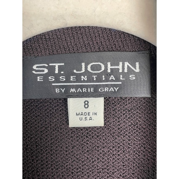 St. John Santana Knit Cardigan Jacket Womens Size 8 Brown Gold Button Old Money - Picture 2 of 10